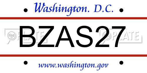 BZAS27 District Of Columbia License Plate
