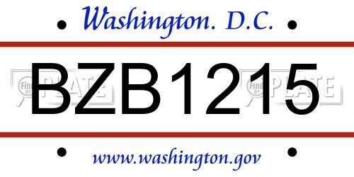 BZB1215 District Of Columbia License Plate