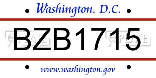 BZB1715 District Of Columbia License Plate