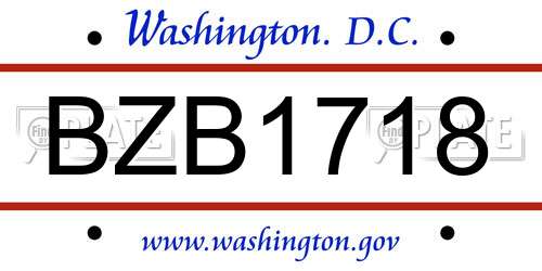 BZB1718 District Of Columbia License Plate