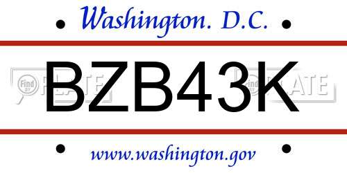 BZB43K District Of Columbia License Plate