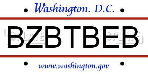 BZBTBEB District Of Columbia License Plate