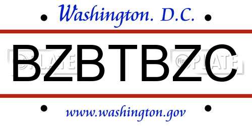 BZBTBZC District Of Columbia License Plate