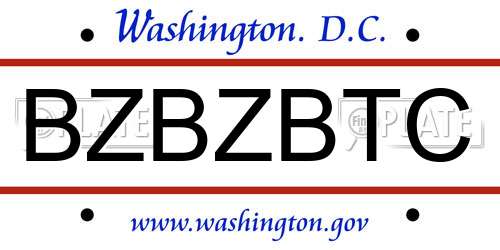 BZBZBTC District Of Columbia License Plate