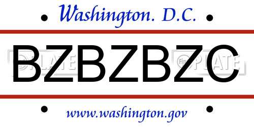 BZBZBZC District Of Columbia License Plate