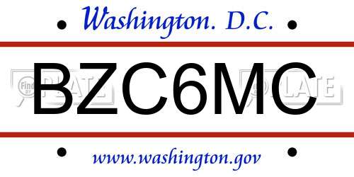 BZC6MC District Of Columbia License Plate