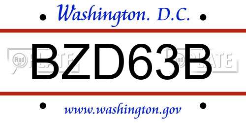 BZD63B District Of Columbia License Plate