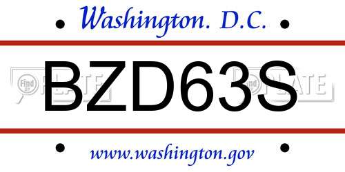 BZD63S District Of Columbia License Plate