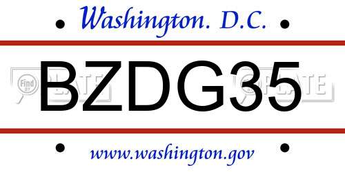 BZDG35 District Of Columbia License Plate
