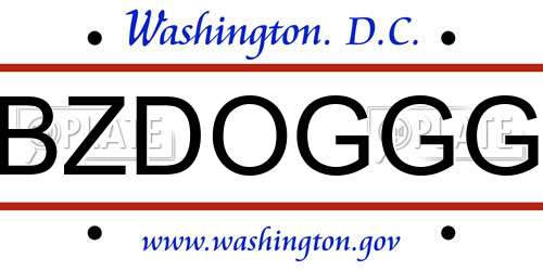 BZDOGGG District Of Columbia License Plate
