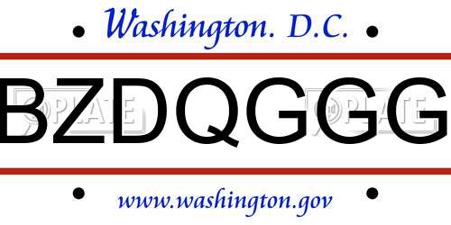 BZDQGGG District Of Columbia License Plate