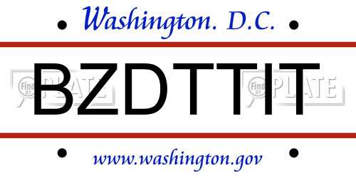 BZDTTIT District Of Columbia License Plate