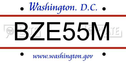 BZE55M District Of Columbia License Plate