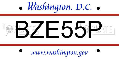 BZE55P District Of Columbia License Plate