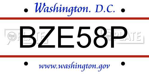 BZE58P District Of Columbia License Plate