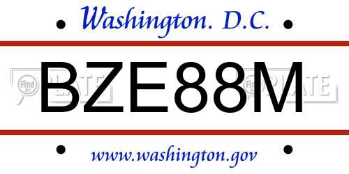 BZE88M District Of Columbia License Plate