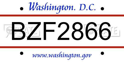 BZF2866 District Of Columbia License Plate