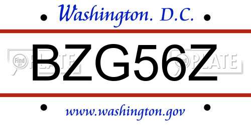BZG56Z District Of Columbia License Plate