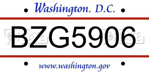 BZG5906 District Of Columbia License Plate