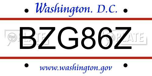 BZG86Z District Of Columbia License Plate