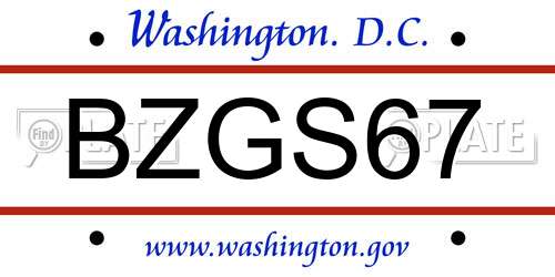 BZGS67 District Of Columbia License Plate