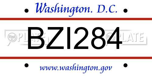 BZI284 District Of Columbia License Plate