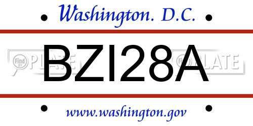 BZI28A District Of Columbia License Plate