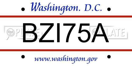 BZI75A District Of Columbia License Plate