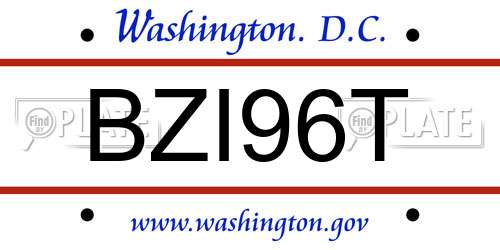 BZI96T District Of Columbia License Plate
