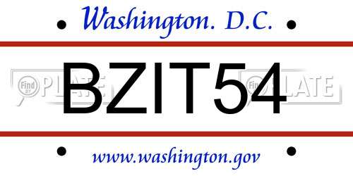 BZIT54 District Of Columbia License Plate