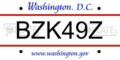 BZK49Z District Of Columbia License Plate