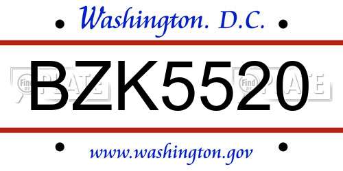 BZK5520 District Of Columbia License Plate