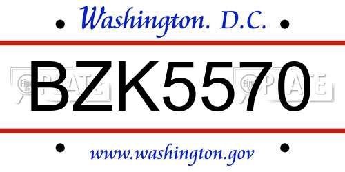 BZK5570 District Of Columbia License Plate
