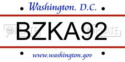 BZKA92 District Of Columbia License Plate