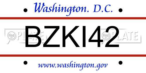 BZKI42 District Of Columbia License Plate