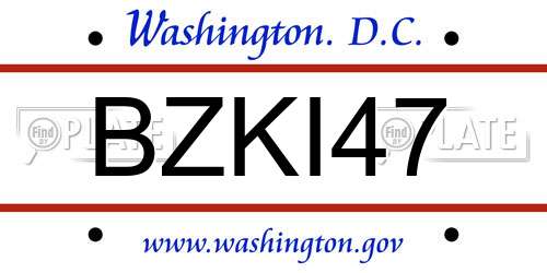 BZKI47 District Of Columbia License Plate