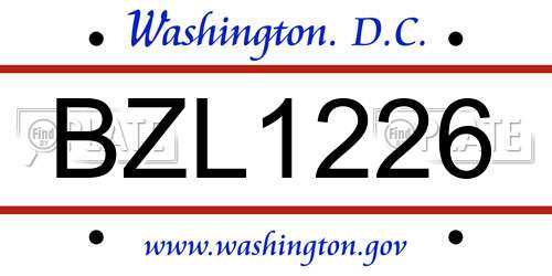 BZL1226 District Of Columbia License Plate