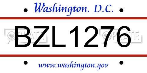 BZL1276 District Of Columbia License Plate
