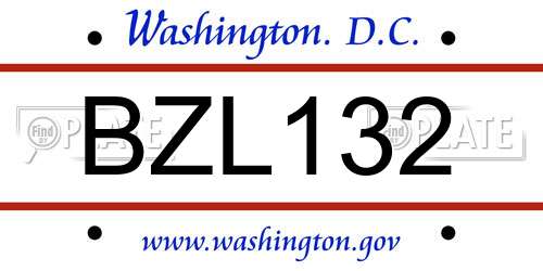 BZL132 District Of Columbia License Plate