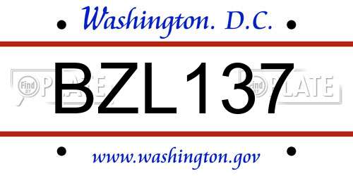 BZL137 District Of Columbia License Plate