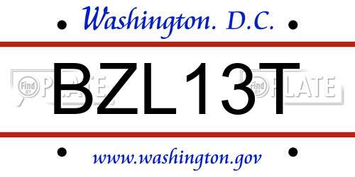 BZL13T District Of Columbia License Plate