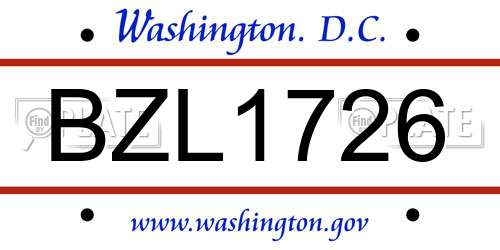 BZL1726 District Of Columbia License Plate