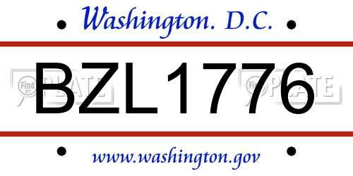 BZL1776 District Of Columbia License Plate