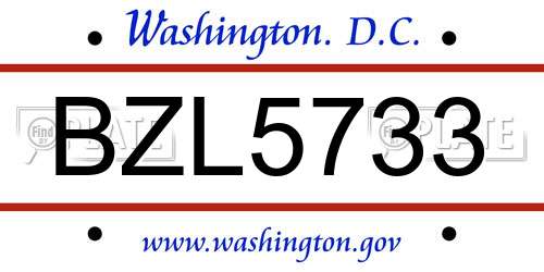 BZL5733 District Of Columbia License Plate