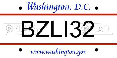 BZLI32 District Of Columbia License Plate