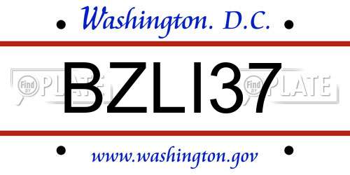 BZLI37 District Of Columbia License Plate