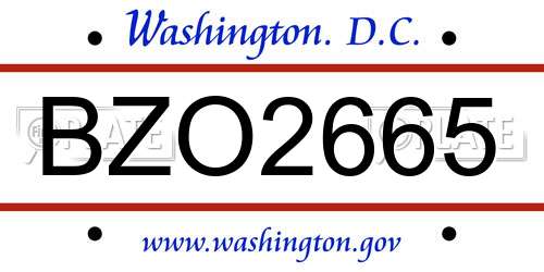 BZO2665 District Of Columbia License Plate
