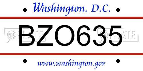 BZO635 District Of Columbia License Plate