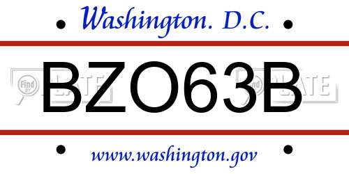 BZO63B District Of Columbia License Plate