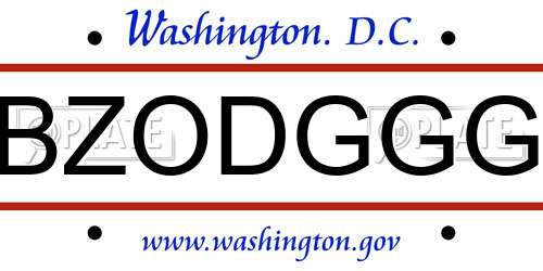 BZODGGG District Of Columbia License Plate